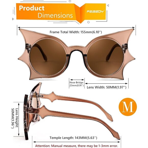 Women Men Funny Sunglasses Butterfly Shaped Bat Shades for Halloween - Picture 5 of 7